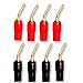 FolioGadgets 4-Pair 2mm Banana Plug Pin Screw Type, Audio Speaker Cable Connector Copper Gold Plated