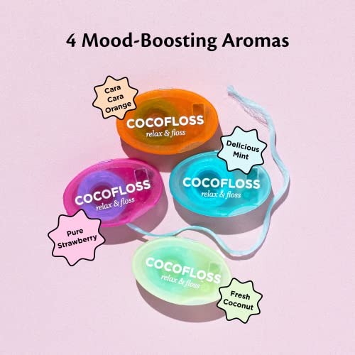 Cocofloss Coconut Oil–Infused Woven Dental Floss | Sampler: 4 Travel Floss Minis | Dentist-Designed, Waxed, Expanding Floss | Kid-Friendly & Vegan Floss | Mint, Coconut, Strawberry, And Orange Aromas #TOP3