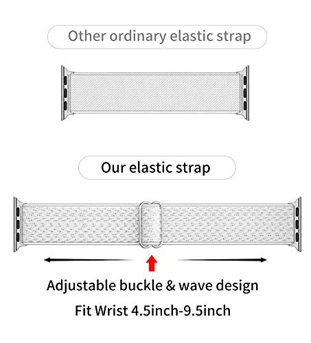 Ohcboogie Stretchy Solo Loop Strap Compatible With Apple Watch Bands 42Mm 44Mm 45Mm 49Mm,Adjustable Stretch Braided Elastics Weave Nylon Women Men For Iwatch Series 8/7/6/5/4/3/2/1 Se Ultra,Black #TOP1