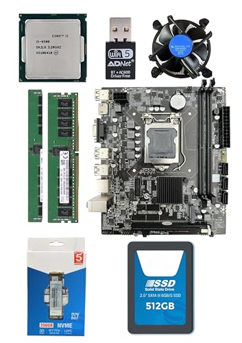 Image of H110 Motherboard Combo- i5-6500 Processor, 32GB DDR4 RAM, 256GB NVMe, 512GB SSD, Mysterious Gift, WiFi+Bluetooth 5.0, Free CPU Fan and (Window 10 Pro /MS Office).