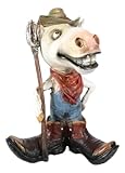 Ebros Gift Country Western Comical Cowboy Horse with Red Scarf and Pitch Fork Smirking Figurine Rustic Farmhouse Ranch Decor