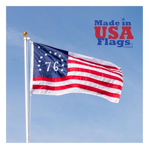 Made in USA Flags Co - 3x5 Bennington 1776 Flag Made in USA - All Weather SolarMax Nylon 1766 American Flag with Sewn Stripes & Embroidered Stars - FMAA Certified, US Made