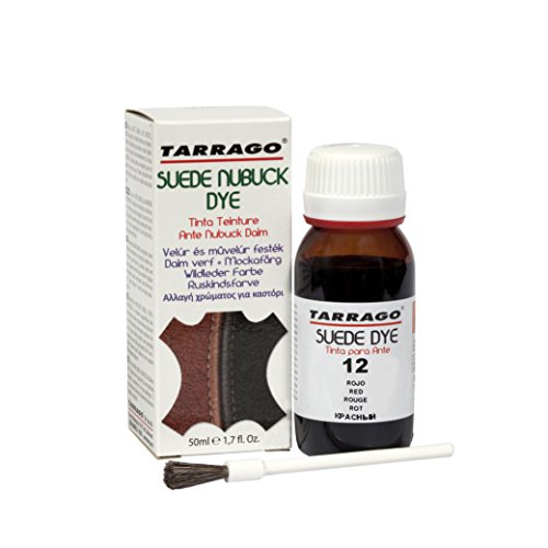 Tarrago | Tintura Suede Nubuck 50 ml | Tinte para zapatos, zapatos, bolsos y accesorios | Adecuado para gamuza natural y sintética, nobuck y similares (rojo 12)