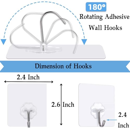 Image of 06 Pack Wall Hanging Hooks for Wall Without Drilling | Heavy Duty Waterproof and Oil Proof Self Adhesive Hooks for Kitchen Wadrobe Bathroom Door Outdoor Home Improvement Multipurpose Hooks