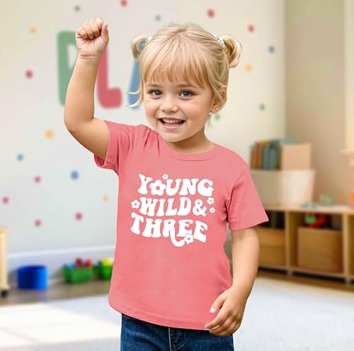 Young Wild and Three Shirt 3 Year Old Girl Birthday Gift Little Girls 3t Birthday Tie Dye Tshirt2