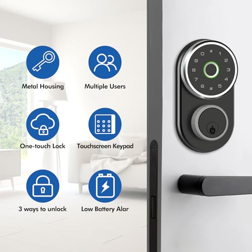 Smart Lock Fingerprint Deadbolt Lock Keyless Entry Door Locks with Fingerprint ID and Keypad Auto Lock, Electronic Digital Deadbolt with Fobs (White) - Image 4