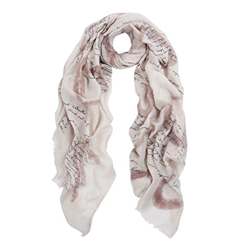 Elegant Vintage Love Letter Heart Print Natural Frayed End Scarf - Diff Colors2