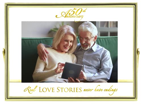 50Th Wedding Anniversary Picture Frame, Gold Metal Floating Picture Frame For Anniversary, Fits For 4X6-6X8 Inches Photo (Tabletop Display） #TOP12
