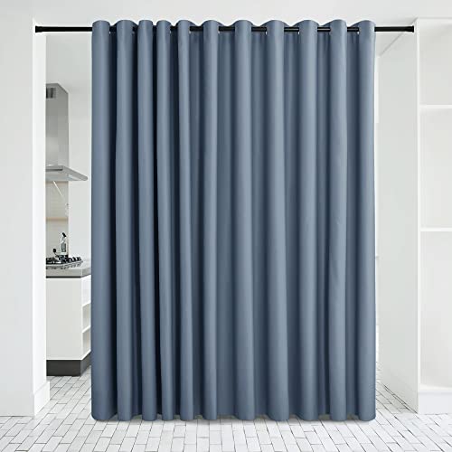 Image of NICETOWN Verical Blinds for Living Room Bedroom Dining Sunroom Basement Wall Divider, Room Dividers Space Screens Partitions, Extra Large Blackout Curtain (1 Pack, 20ft Wide x 8ft Long, Stone Blue)