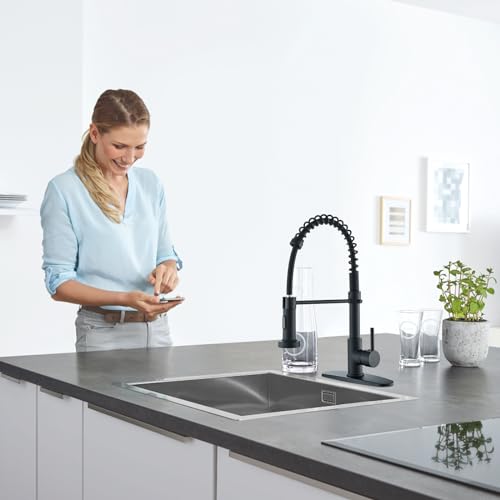 TINICO Torneira Cozinha Gourmet Monocomando Com Spray Preto Extensor,Latão Maciço,Fácil Encaixe