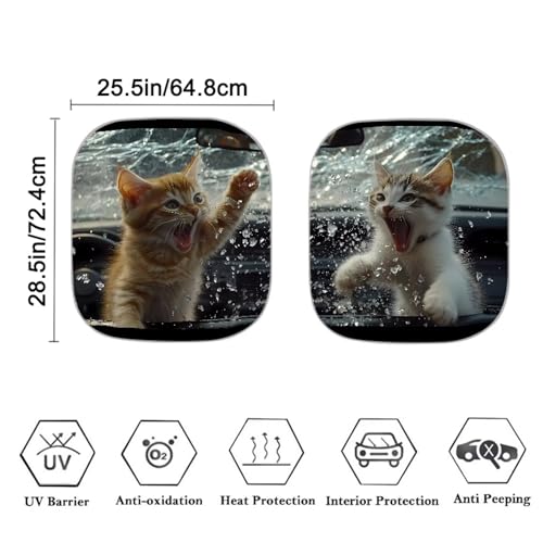 Image of Grumpy Cat Car Front Windshield Sun Shade Reflect UV Sun and Heat Foldable 2-Piece Car Windshield Sunshades Car Interior Accessories Sun Protection Universal Vehicle Accessories