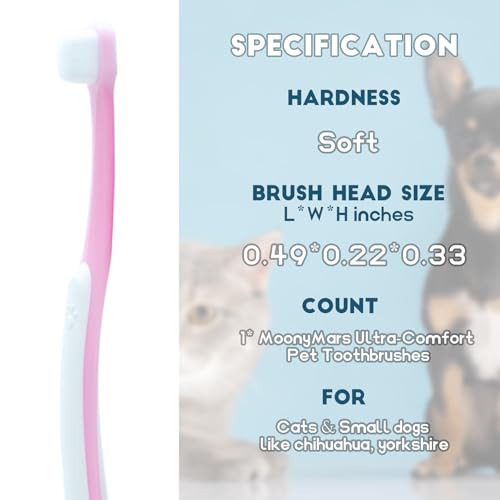 Image of Small Dog Toothbrush, Cat & Puppy Tooth Brushing Kit, Ultra Soft & Mini Head Teeth Brush for Kitten & Tiny Pet 1 PCS, Pink