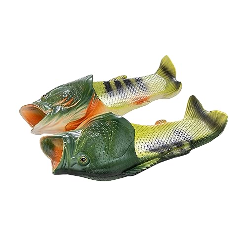 TUOJINRUIDA Chanclas de pescado unisex divertidas para hombre o mujer, zapatillas divertidas para casa de playa, ducha, horas relajadas en la piscina, paseos al aire libre, Pescado Verde, 44/45 EU TUOJINRUIDA Chanclas de pescado unisex divertidas para hombre o mujer, zapatillas divertidas para casa de playa, ducha, horas relajadas en la piscina, paseos al aire libre, Pescado Verde, 44/45 EU