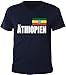 Produktbild Mister Merchandise Herren V-Ausschnitt T-Shirt Äthiopien Fahne Flag, V-Neck, Größe: M, Farbe: Navy