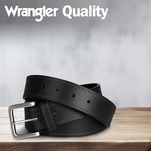 Wrangler Men’s Leather Belt, Country Casual Every Day Belt for Jeans