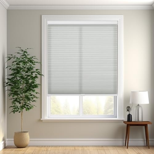 Changshade Cordless Cellular Shades, Light Filtering Honeycomb Shades for Windows, Pull Down Pleated Blinds, Easy to Install for Indoor Windows and French Doors,27.5" W x 72" H, Grey by Changshade - Image 5