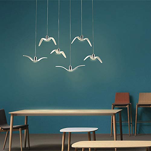 Suspension mouette LED moderne en métal et résine blanche réglable - 4
