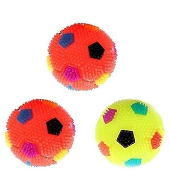 Dog Trust LED Whistle Squeaky Squeaker Sound Ball Puppy Dog Cat Pet Chew Playing Rubber Ball Toy -3 Pieces (Color May Very)