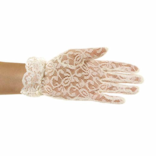 Lace Gloves for Girls in Wrist Length, Asst. Sizes and Colors Glove Size and Color: Ivory Age 4-72