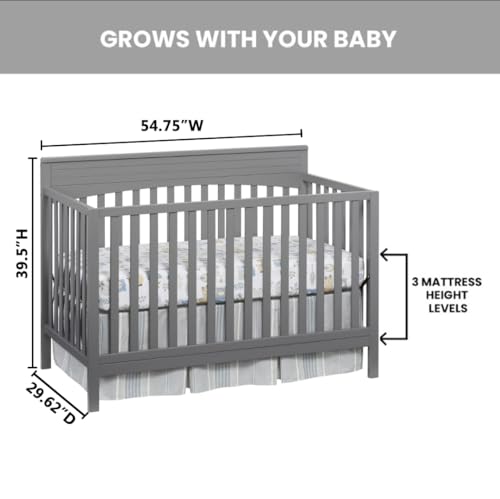 Oxford Baby Harper 4-in-1 Convertible Crib, Dove Gray, GreenGuard Gold Certified by Oxford Baby - Image 4