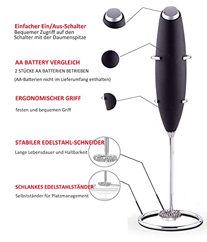 Milchaufschäumer Handheld, Manueller Milchschaum-Mixer, Handheld Milchaufschäumer, Schaummaschine, Whisky-Mixer für… – Bild 3