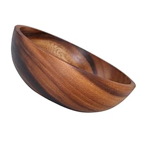 DOITOOL 1Pc Houten Kom Voor Voedsel – 13cm/ 5.1in Ramen Kom Fruit Bowl Voor Vegans- Herbruikbare Multifunctionele Serveerkom voor Fruit Tapas Pap Salade Soep