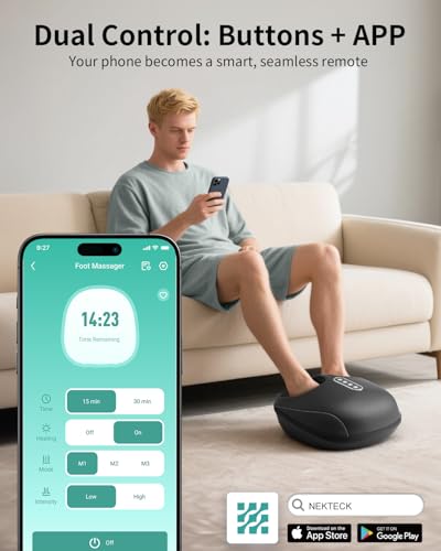 Image of Nekteck Foot Massager with Remote APP Control, HSA Eligible FSA | Feet Massager with heat for Plantar Fasciitis Neuropathy, Deep Kneading, Air Compression, Gifts for Women Men, Fits up to 13 inch