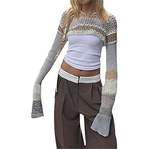 FeMereina Y2K Knitted Crop Top Shrug Cover