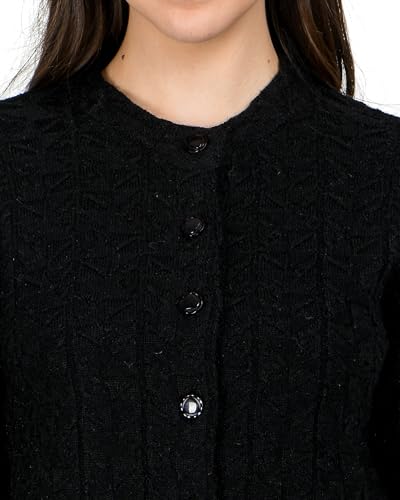 Image of Lady Willington Women Woolen Round Neck Self Design Cardigan Heavy Rainbow Fabric Cardigan Winter Wear Pure Wool Cardigan for Women Free Size Long Cotty Warm Cardigan Free Sizes