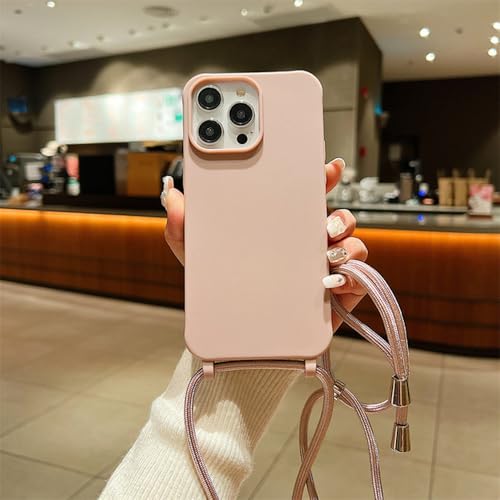 Étui à bandoulière pour iPhone 13 Mini coque silicone rose