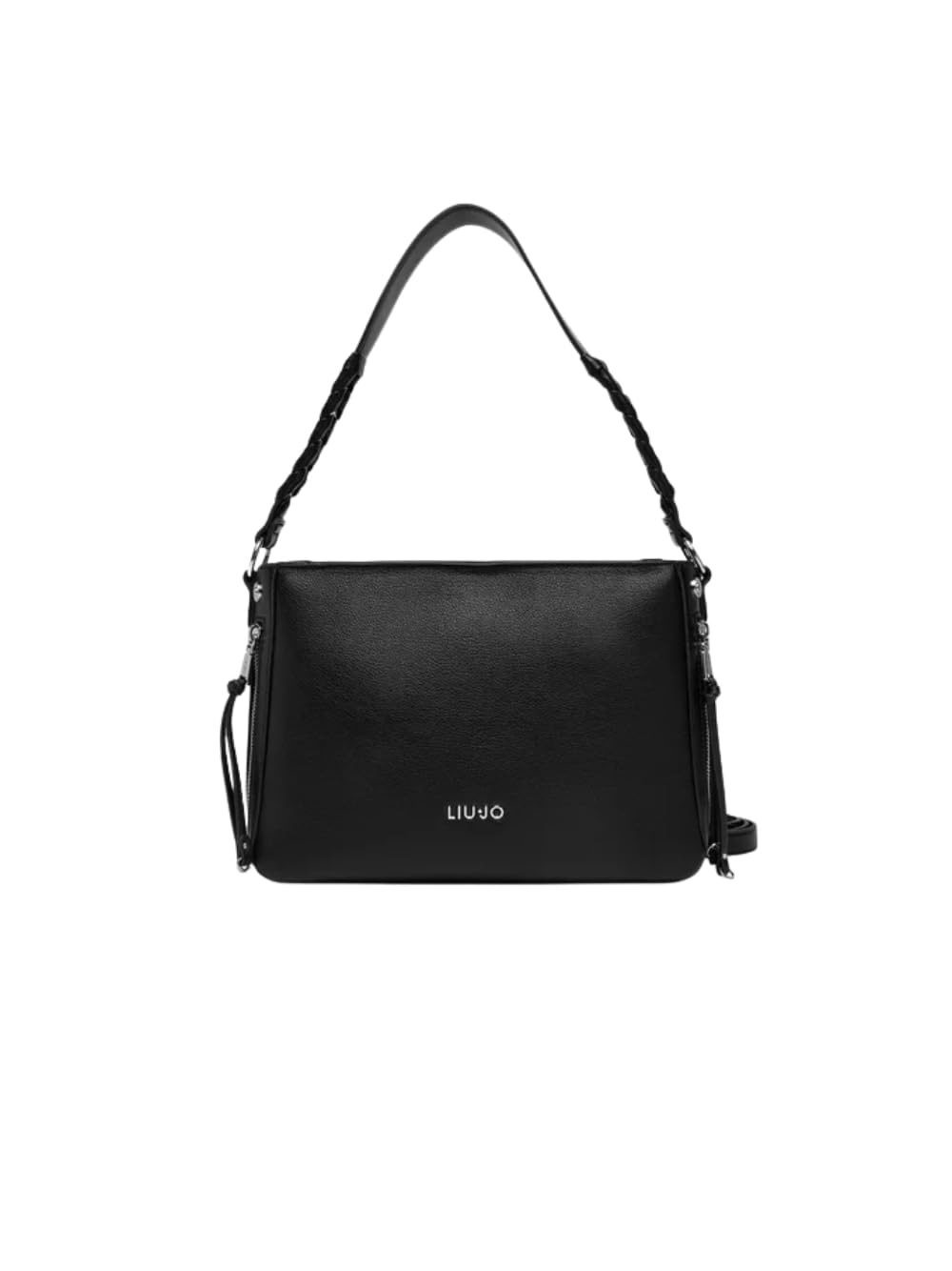 Liu Jo Borsa a Spalla, Nero, con Tracolla Regolabile, Dettagli Dorati e Zip Laterali