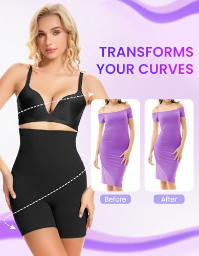 SIMIYA Shapewear Tummy Control Shorts for Women, 5-IN-1 Body Shaper High Waisted Girdle Boyshort Slip Short for Under Dresses - image 4