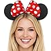 Produktbild Hatstar Haarreifen mit Maus Ohren | Mouse Ears in schwarz mit roter Schleife und weißen Punkten | Fasching & Karneval | für Kinder und Erwachsene