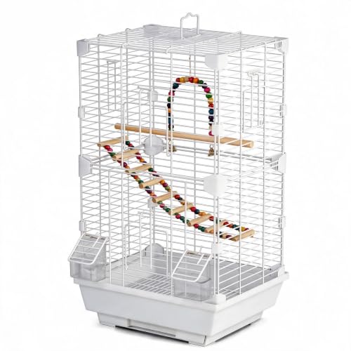 Craftsboys Basic Bird Cage, 24.8inch Parrot Cage (24.8" x 14.6" x 11"),Bird Cage with Ladder, Horizontal Bar, 2 Feeders, and Swing