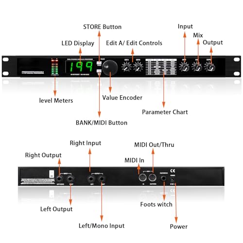 Ecualizador de audio digital, analizador de espectro con panel de control LED, 99 programas preestablecidos y memoria para 100 efectos de sonido, múltiples modos de visualización y reducción automática de ruido, para salas de cine en casa miniatura 5