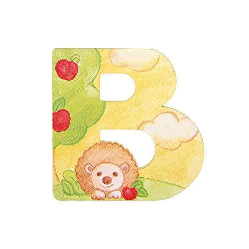 DIMENSIONI: 8 h cm THUN - Lettera B da Parete con Riccio - Accessori Cameretta Bambini - Decorazione Casa - Legno - 8 h cm