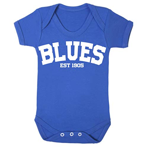 Image of Blues Chelsea Established in 1905 Premium Football Baby Grow boy Girl Gift Short Sleeve Vest Romper Short Sleeve Baby Grow Romper Age 3-6 Months