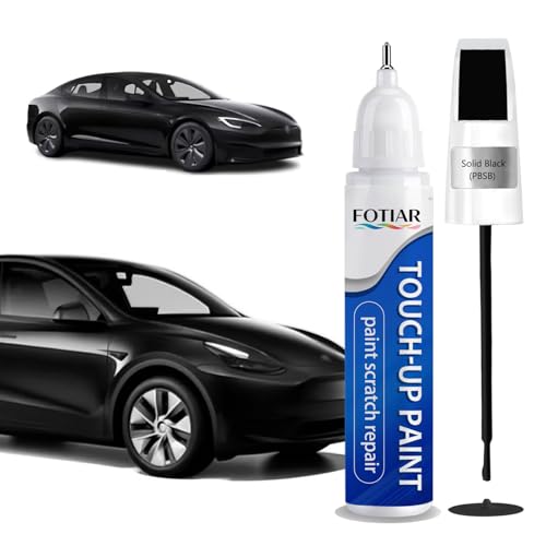 Solid Black PBSB Touch up Paint for Tesla-Exact Match Scratch Repair Kit 2-In-1 Premium Car Paint Pen for Chips & Nicks
