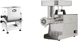 LEM Products BigBite 25 Pound Capacity Tilt Meat Mixer, Stainless Steel, Motor or Grinder Not Included & Products BigBite 12 Meat Grinder, 0.75 HP Stainless Steel Electric Meat Grinder Machine