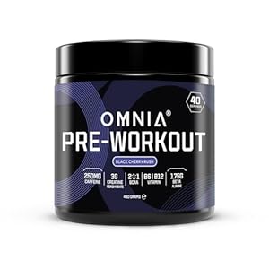 OMNIA Power Pre Workout Powder – Energy Drink with Creatine Monohydrate, Beta Alanine, Caffeine and Citrulline, Physical Performance for Gym or Sports, 40 Servings – Black Cherry Rush