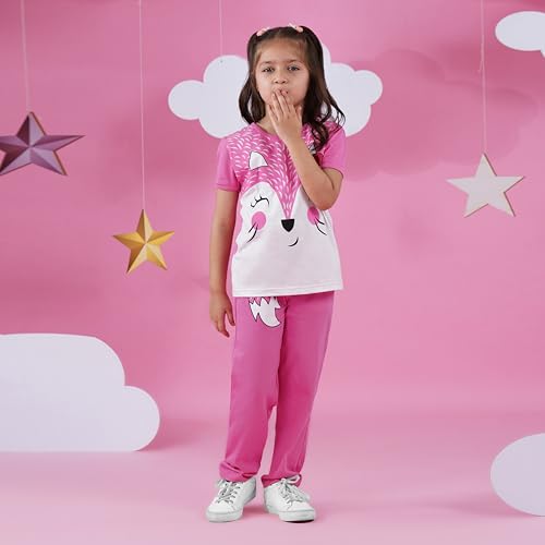 Image of TotzTouch Cotton Girls Night Suit | Pajama Set | Night Dress Graphic Printed Age 6 Months to 15 Years Different Patterns Suitable for Summer and Winter to Choose (Pack of 1)