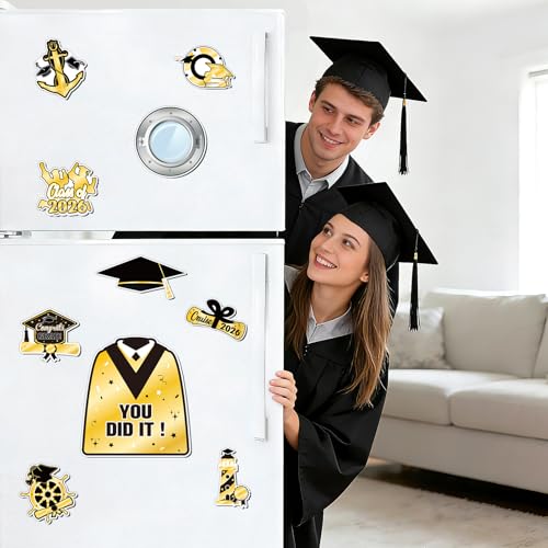 Imanes decorativos graduación 2026 negro oro pack 10 miniatura 4