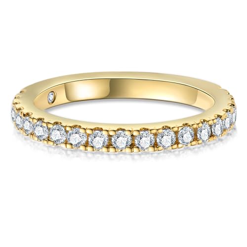 1.9MM D Color Moissanite Half Eternity Band Ring 18K Gold Plated Wedding Yellow Color Rings for Women Jewelry With Certificat