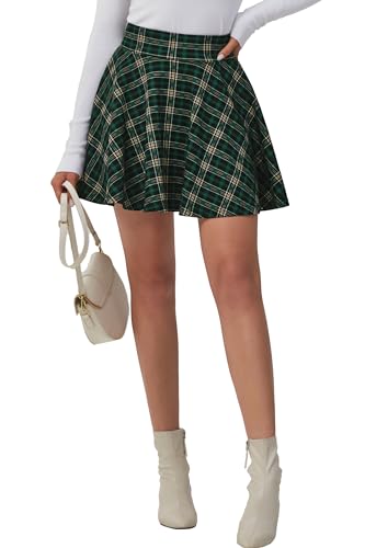 DJT Women's Basic Versatile Casual Stretchy Flared Pleated Mini Skater Skirt with Shorts3