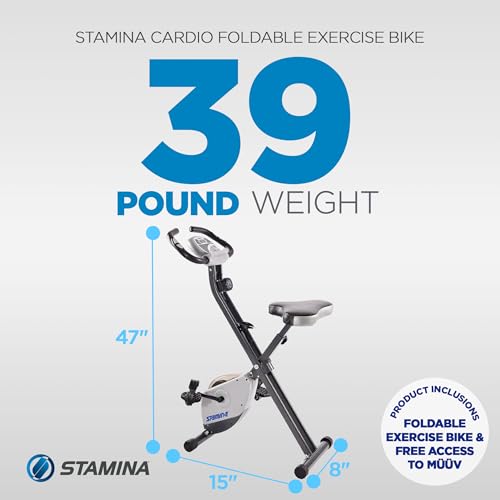 Image of Stamina Upright Exercise Bike 1308 - Fitness Bike with Smart Workout App - Exercise Bike for Home Workout - Up to 300 lbs Weight Capacity | Foldable Stationary Bike for Home Workout; Up to 250 lbs Weight Capacity