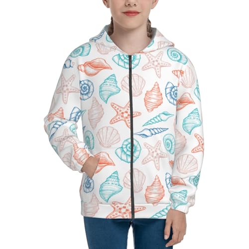 Colorful Seashells1 Kid Hoodies Boys Zip Up Sweatshirts Girls Pullover with Pocket3