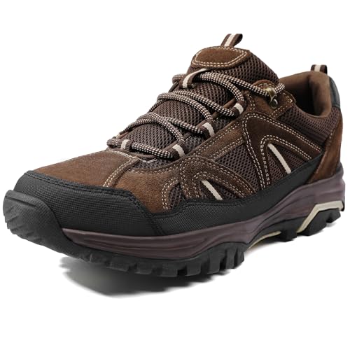 MIXIN Mens Hiking Shoes Lightweight Breathable Anti-Slip Low Top Sneakers for Walking Trekking Outdoor Shoes Brown Szie 10.5