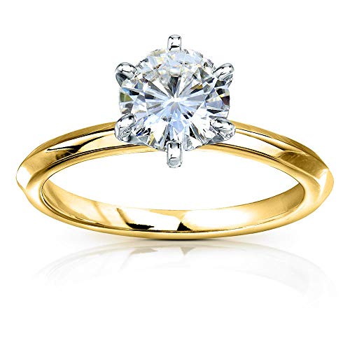 Kobelli Classic Solitaire Round Brilliant Moissanite Engagement Ring 1 Carat 14k Yellow Gold (GH, VS) - Main Image