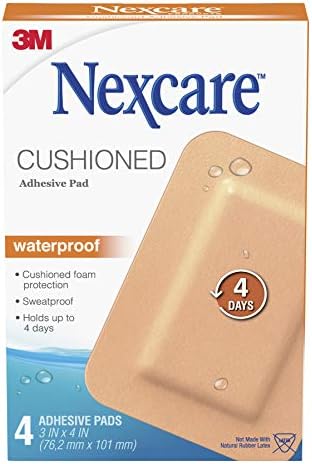 Nexcare Absolute Waterproof Adhesive Gauze Pad, One Size, 4 Count