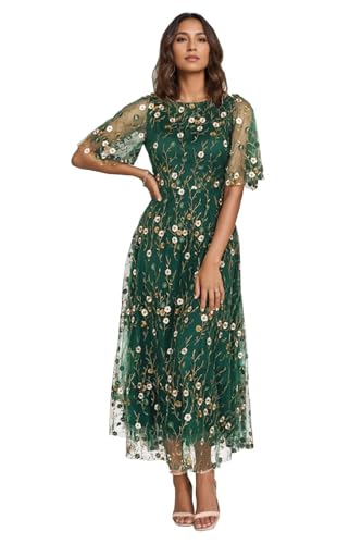 Green Embroidered Formal Dress